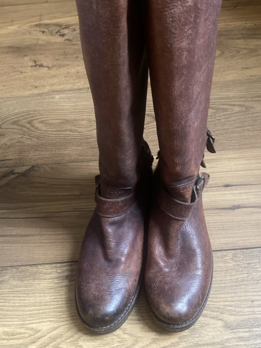 Frye~Veronica Brown Leather Boots~Back Zipper~Buckle Front~Size 8.5 B - Picture 2 of 9
